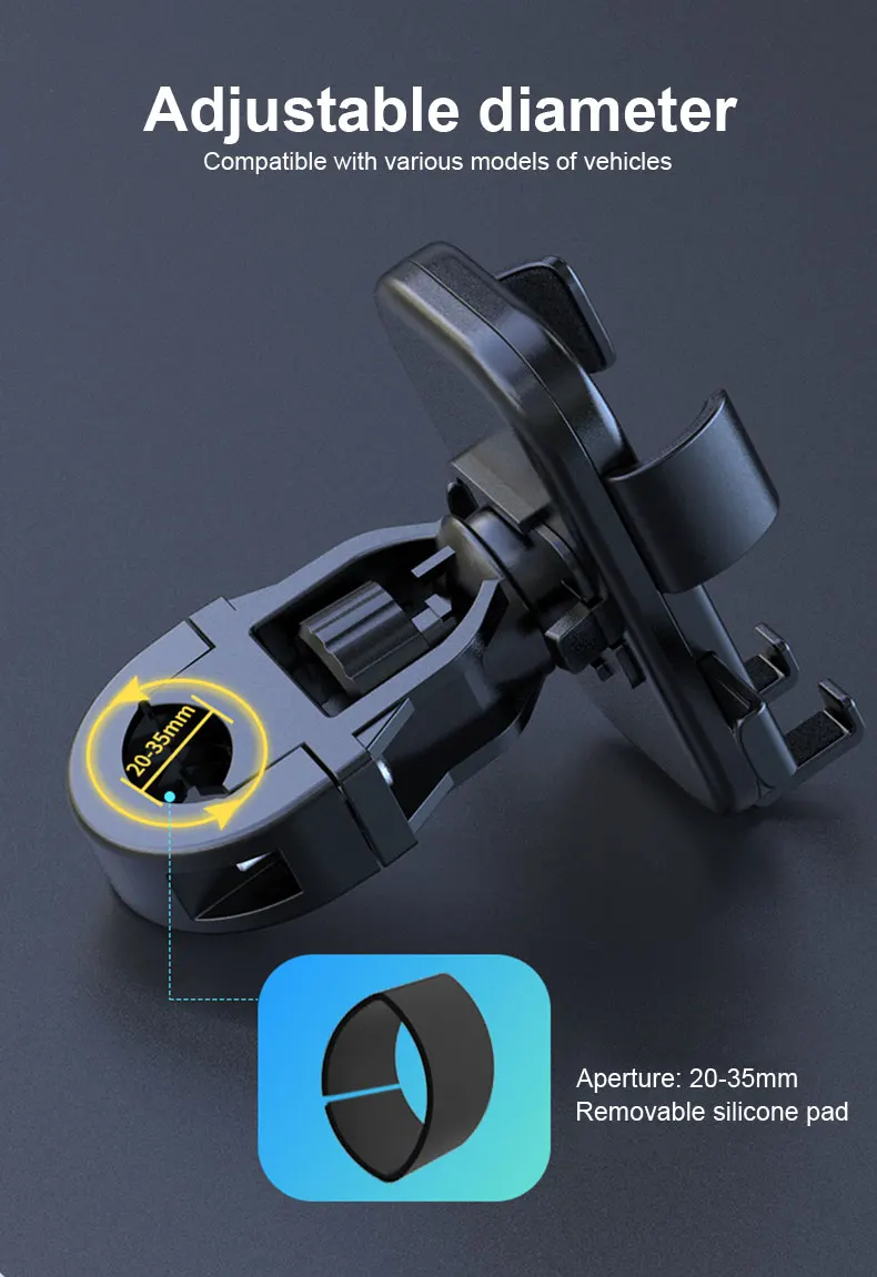 Anti-slip Phone Mount 360° Rotatable Adjustable Bike Phone Mount for Outdoor Cycling, Mountain Bike Accessories