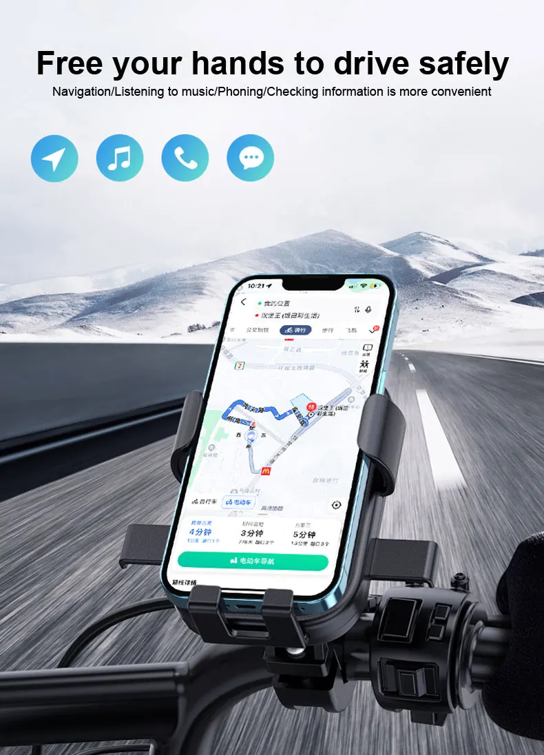 Anti-slip Phone Mount 360° Rotatable Adjustable Bike Phone Mount for Outdoor Cycling, Mountain Bike Accessories