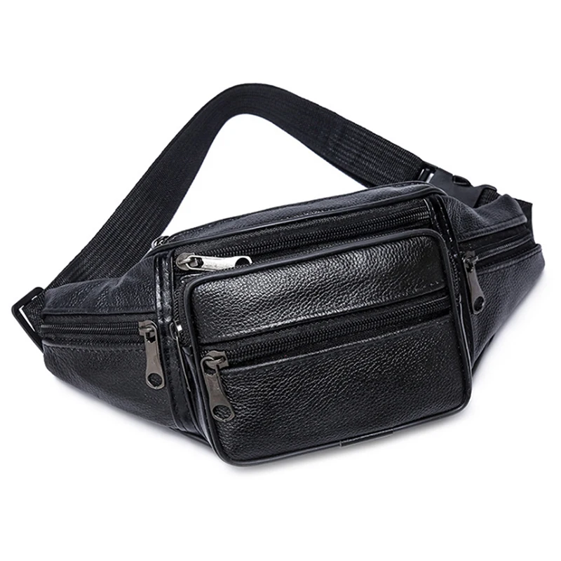 Men's Waist Pack PU Leather Bag Waist Belt Bag Male Artificial Leather Fanny Pack Fashion Luxury Small Shoulder Bags For Men