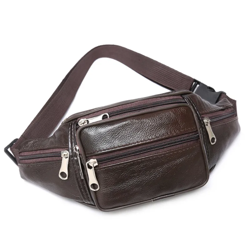 Men's Waist Pack PU Leather Bag Waist Belt Bag Male Artificial Leather Fanny Pack Fashion Luxury Small Shoulder Bags For Men