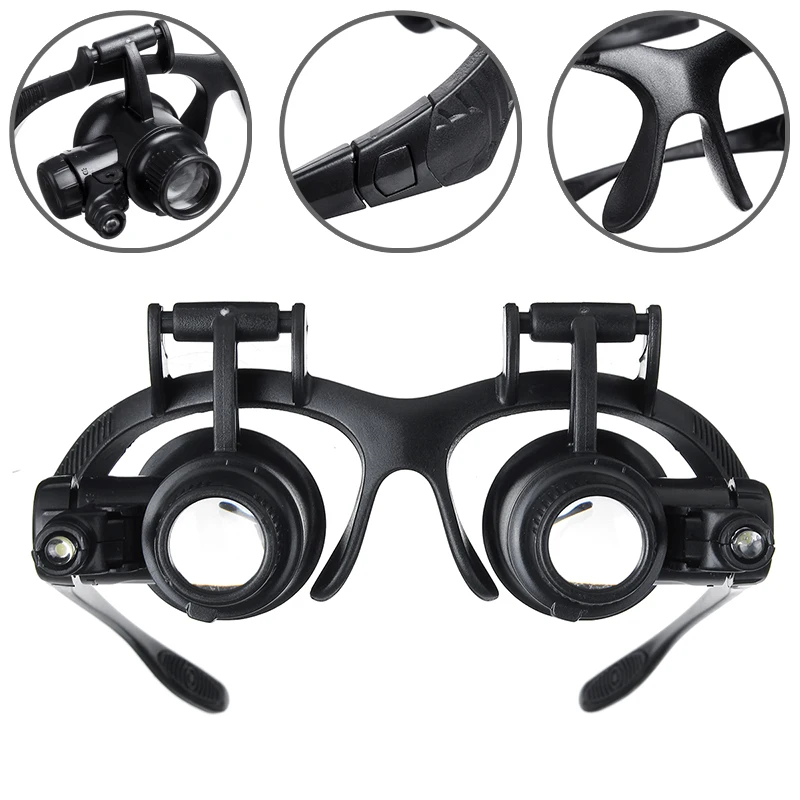 2.5X 4X 6X 8X 10X 15X 20X 25X Double Eye Loupe Head Wearing Head-Mounted Repair Jeweler Watch Clock Magnifier