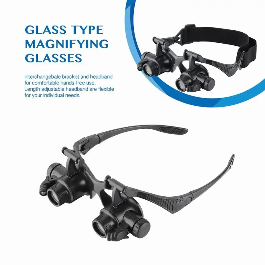 2.5X 4X 6X 8X 10X 15X 20X 25X Double Eye Loupe Head Wearing Head-Mounted Repair Jeweler Watch Clock Magnifier