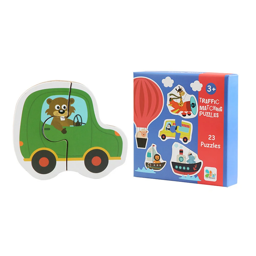 Kids Wooden Jigsaw Matching Puzzle Game Baby Early Learning Cognition Animal Fruit Traffic Educational Toys for Children Gifts