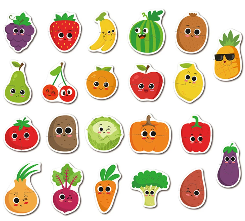 Kids Wooden Jigsaw Matching Puzzle Game Baby Early Learning Cognition Animal Fruit Traffic Educational Toys for Children Gifts