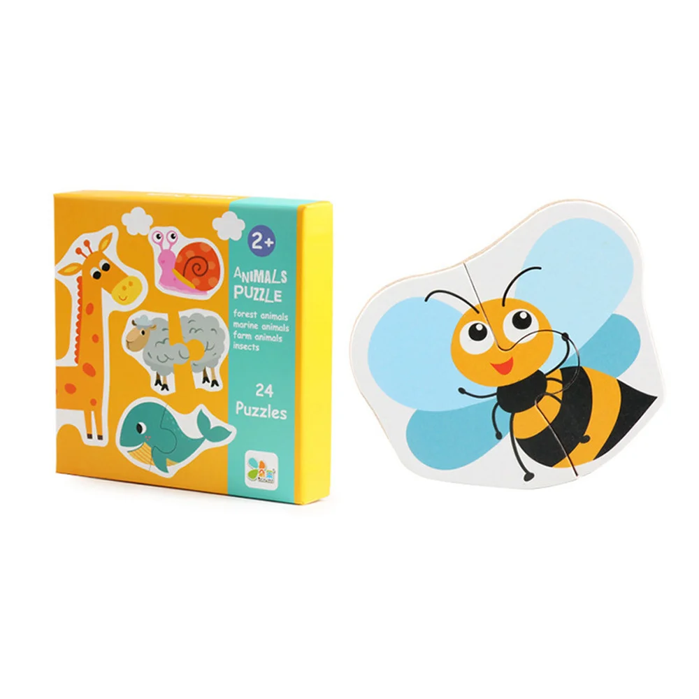 Kids Wooden Jigsaw Matching Puzzle Game Baby Early Learning Cognition Animal Fruit Traffic Educational Toys for Children Gifts