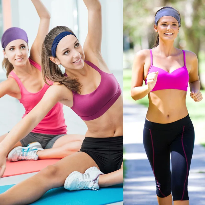 New Summer Women Solid Cotton Headband Elastic Wide Soft Girls Sports Yoga Knotted Headband Running Sweatband For Tennis Gym