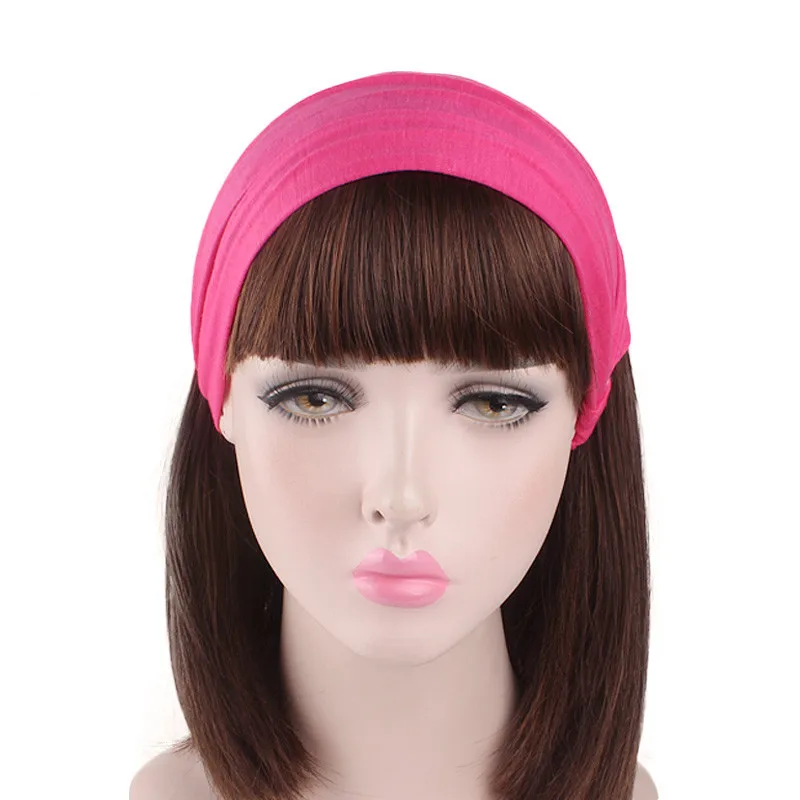 New Summer Women Solid Cotton Headband Elastic Wide Soft Girls Sports Yoga Knotted Headband Running Sweatband For Tennis Gym