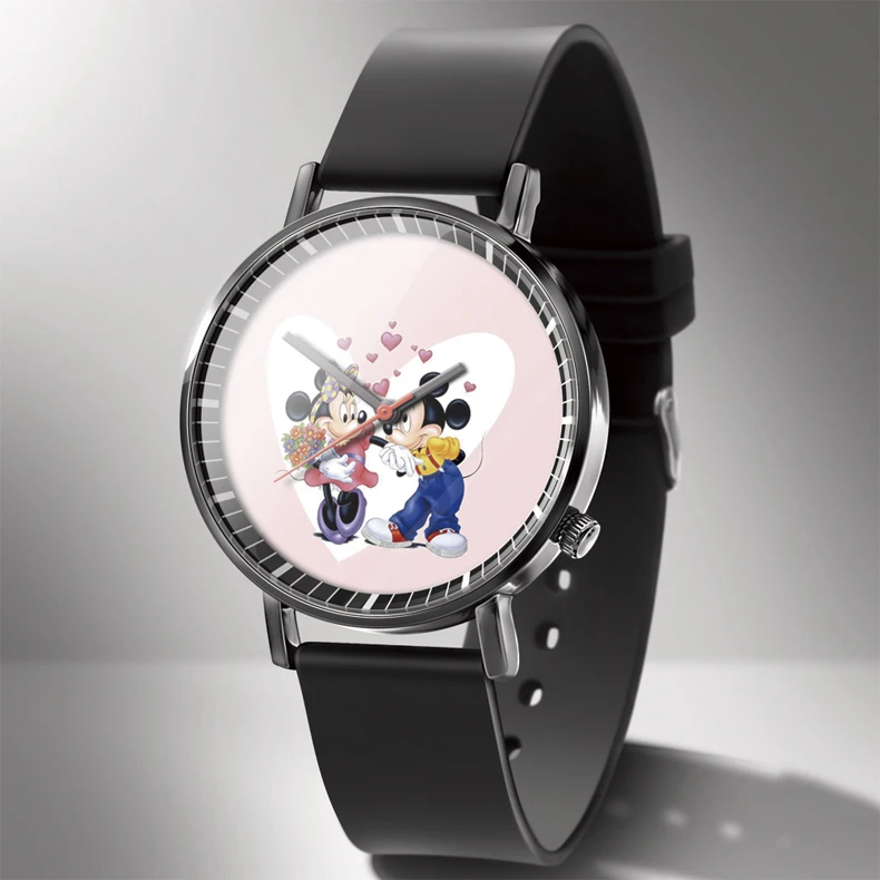 Disney Mickey Minnie Mouse Girl Boy Children's Kids Watch Women Cute Male Female Couple Wrist Watches Birthday Gifts