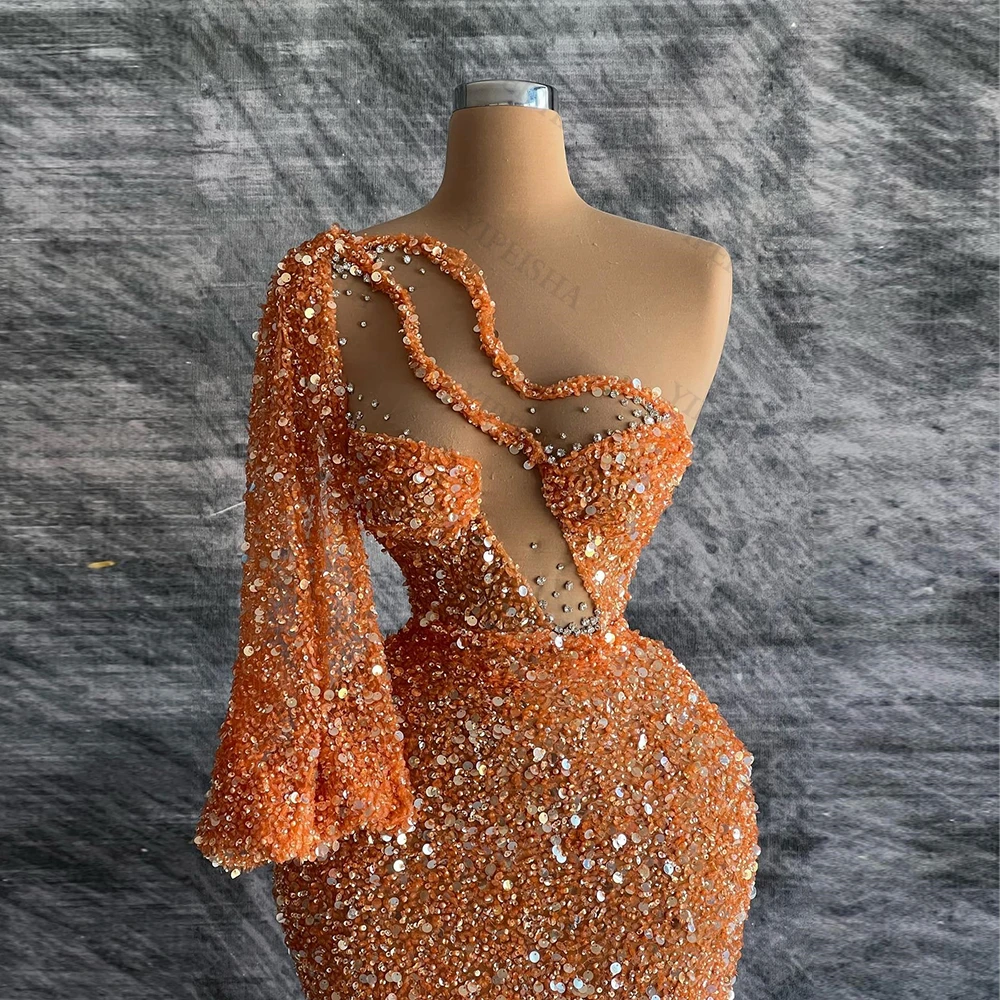 Customized Formal Evening Dresses A-line O-Neck Beading Crystal Sequined Princess Prom Gowns Party Bespoke Occasion Gown Women