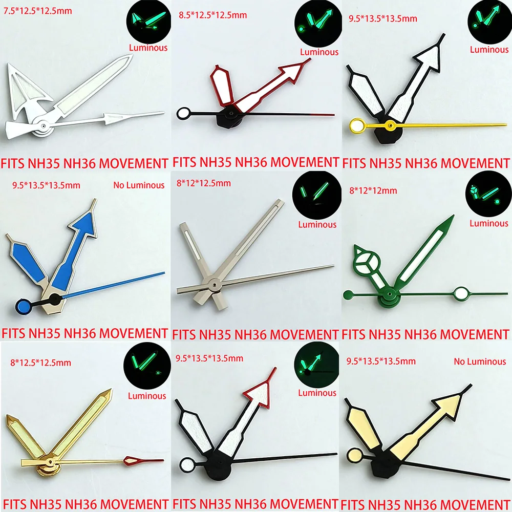 Watch Accessories Pointer NH 35 NH36 Hands Green/Blue Super Luminous Suitable For NH 35 NH36 Movement