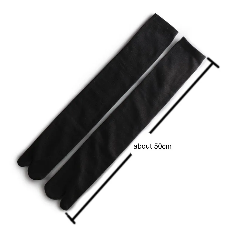 3 Pairs Long Tabi Two Toe Socks Cotton Solid Black White Calf Socks Japanese Anime Kimono Clogs Stockings for Women Men No Heel