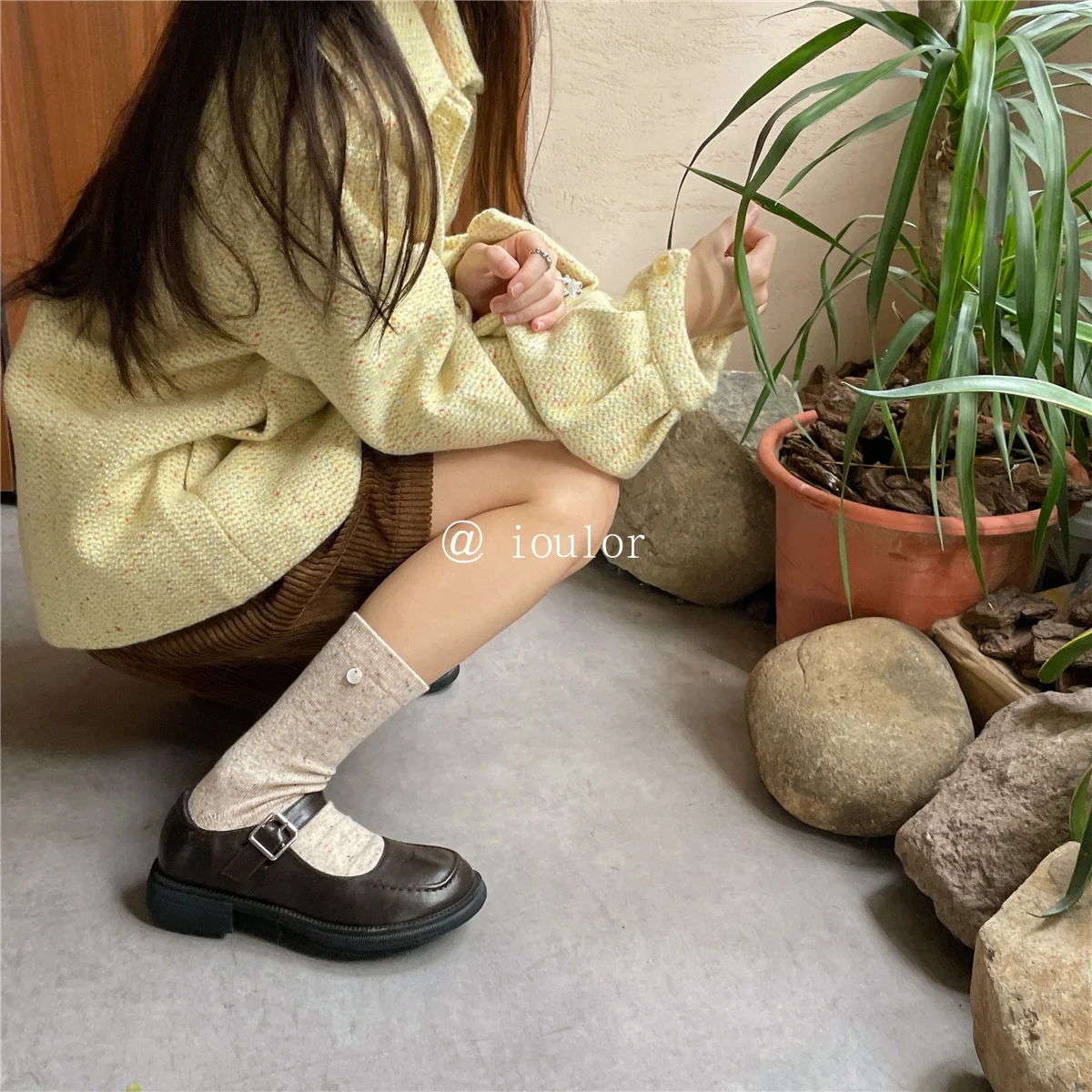 SP&CITY Colored Dotted Sheep Woolen Socks Women's Winter Warm Keeping Middle Tube Socks Casual Thick Korean Fashion Stockings