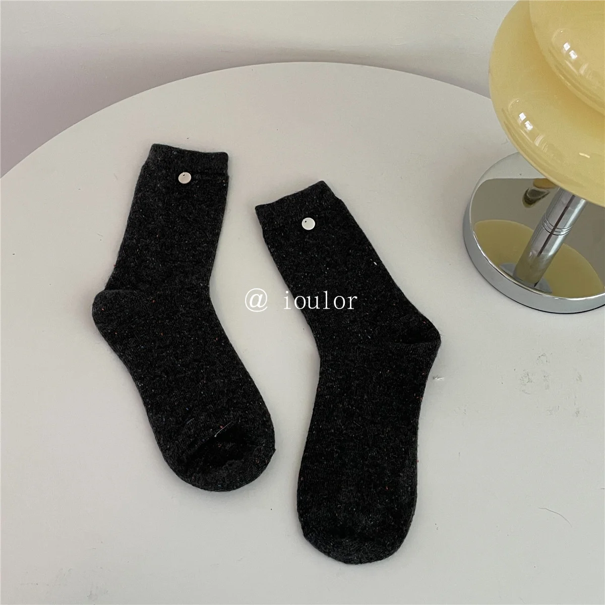 SP&CITY Colored Dotted Sheep Woolen Socks Women's Winter Warm Keeping Middle Tube Socks Casual Thick Korean Fashion Stockings