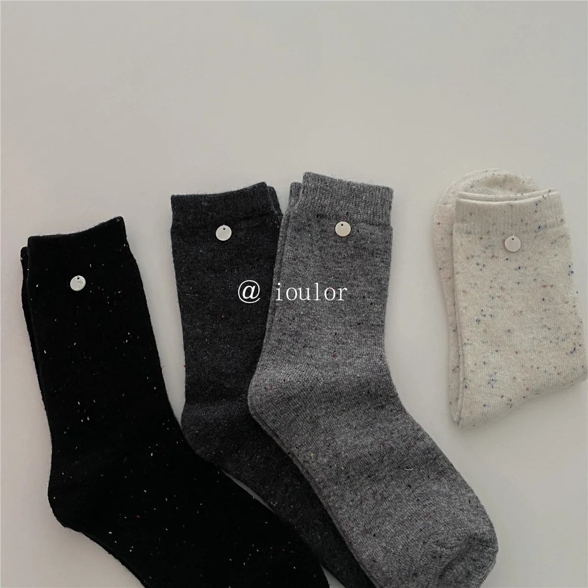 SP&CITY Colored Dotted Sheep Woolen Socks Women's Winter Warm Keeping Middle Tube Socks Casual Thick Korean Fashion Stockings