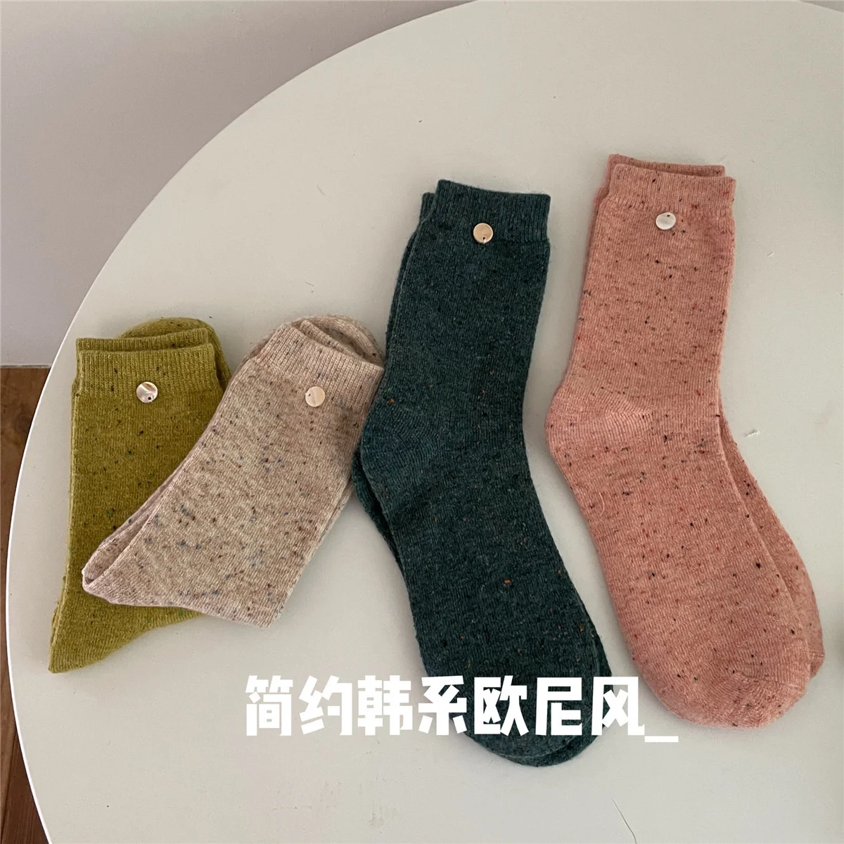 SP&CITY Colored Dotted Sheep Woolen Socks Women's Winter Warm Keeping Middle Tube Socks Casual Thick Korean Fashion Stockings