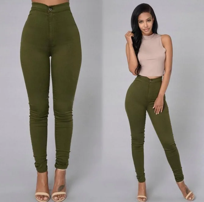 Solid Color Skinny Jeans Woman White Black High Waist Render Jeans Vintage Sexy Long Pants Femme Casual Pencil Pants Denim Jeans