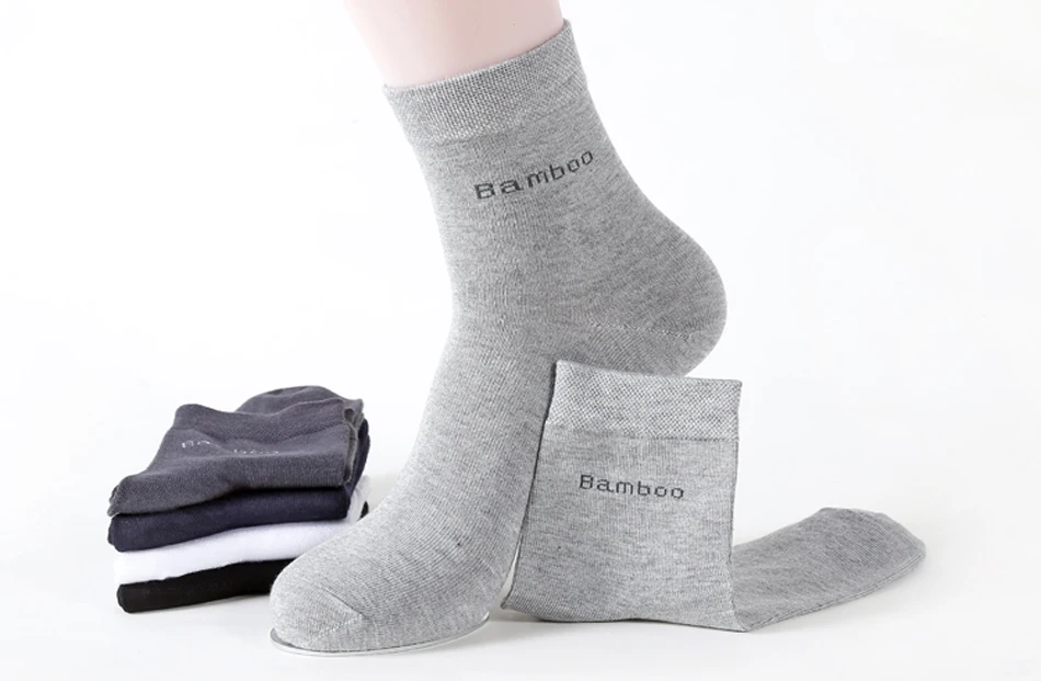 10 Pairs / Lot Bamboo Fiber Socks Men Casual Business Anti-Bacterial Breatheable Men's Crew Socks High Quality Guarantee Sock