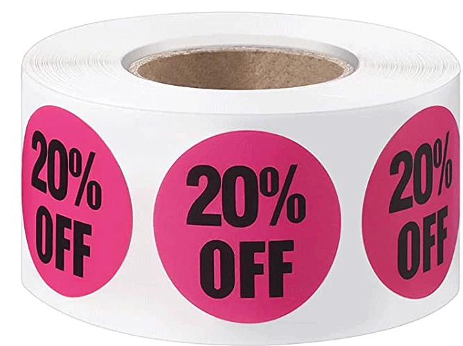 500pcs Percent Off Sticker Rolls Clearance Discount Stickers Pricemarker Tag Sticker Label for Retail Store Promotion