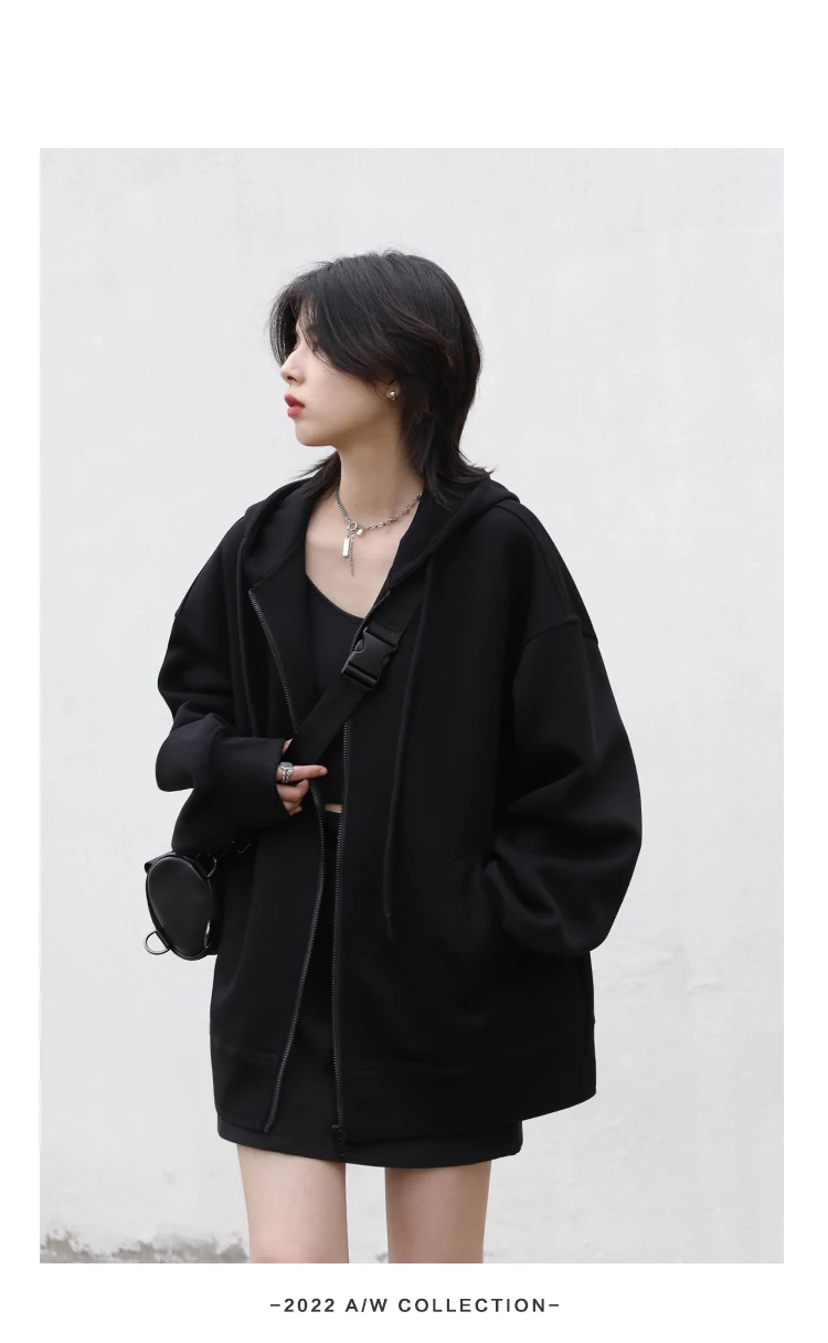 CHIC VEN Women Sweatshirts Hoodies Solid Loose Casual Hooded Female Tops Lady Coat Medium Length Overcoat Spring Autumn 2025