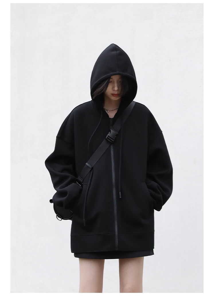 CHIC VEN Women Sweatshirts Hoodies Solid Loose Casual Hooded Female Tops Lady Coat Medium Length Overcoat Spring Autumn 2025