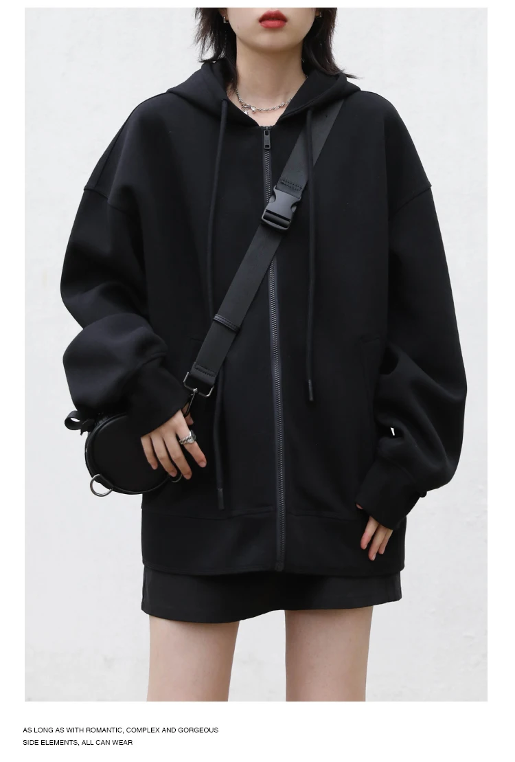 CHIC VEN Women Sweatshirts Hoodies Solid Loose Casual Hooded Female Tops Lady Coat Medium Length Overcoat Spring Autumn 2025