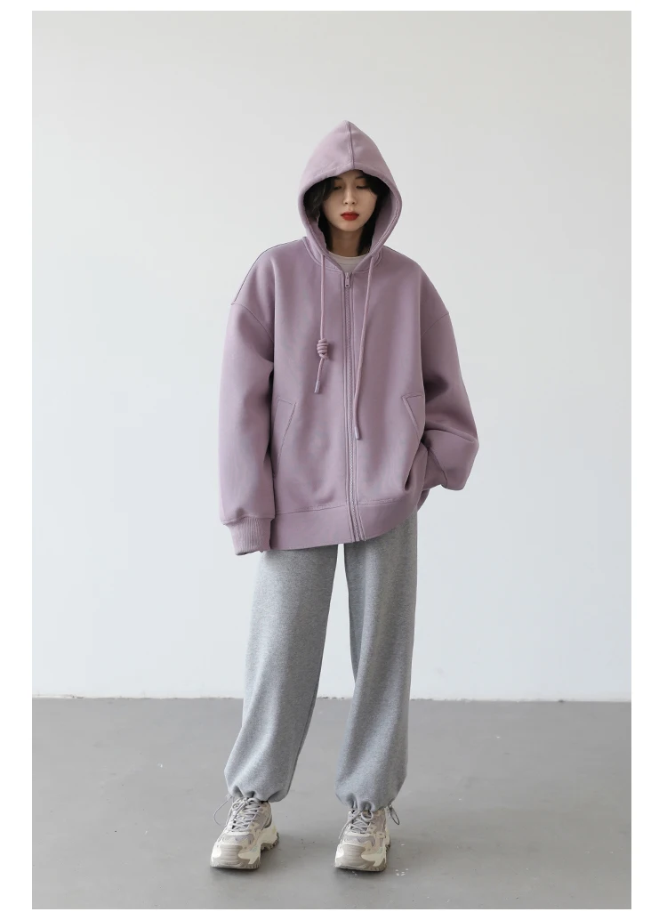 CHIC VEN Women Sweatshirts Hoodies Solid Loose Casual Hooded Female Tops Lady Coat Medium Length Overcoat Spring Autumn 2025