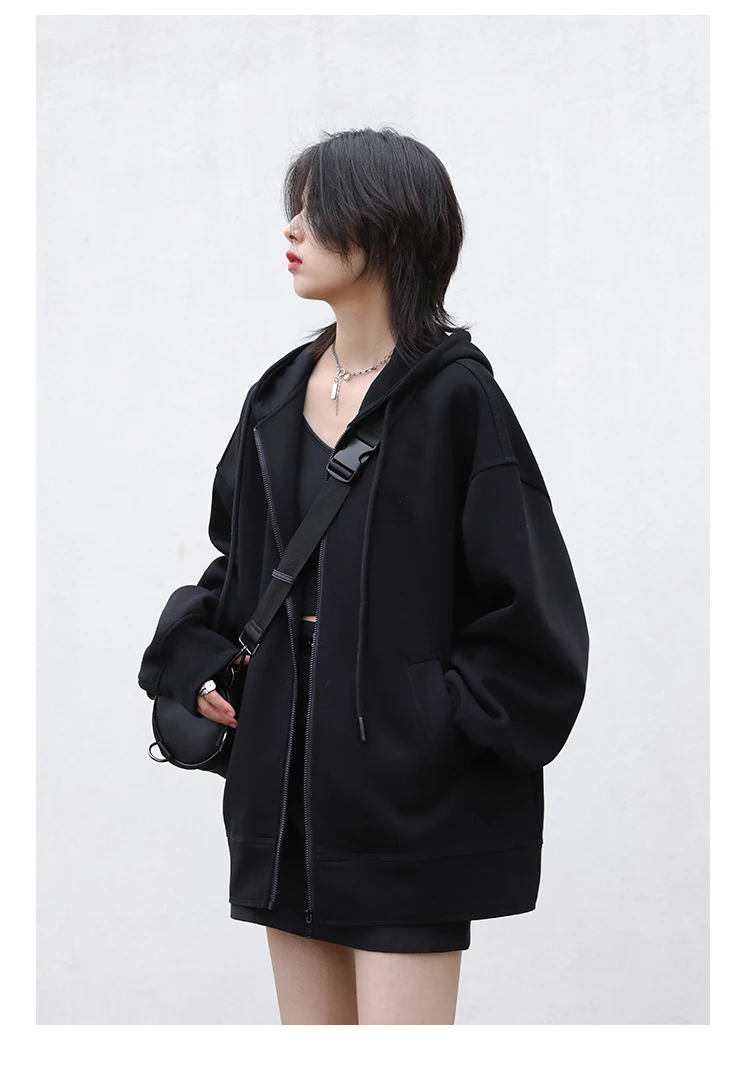 CHIC VEN Women Sweatshirts Hoodies Solid Loose Casual Hooded Female Tops Lady Coat Medium Length Overcoat Spring Autumn 2025