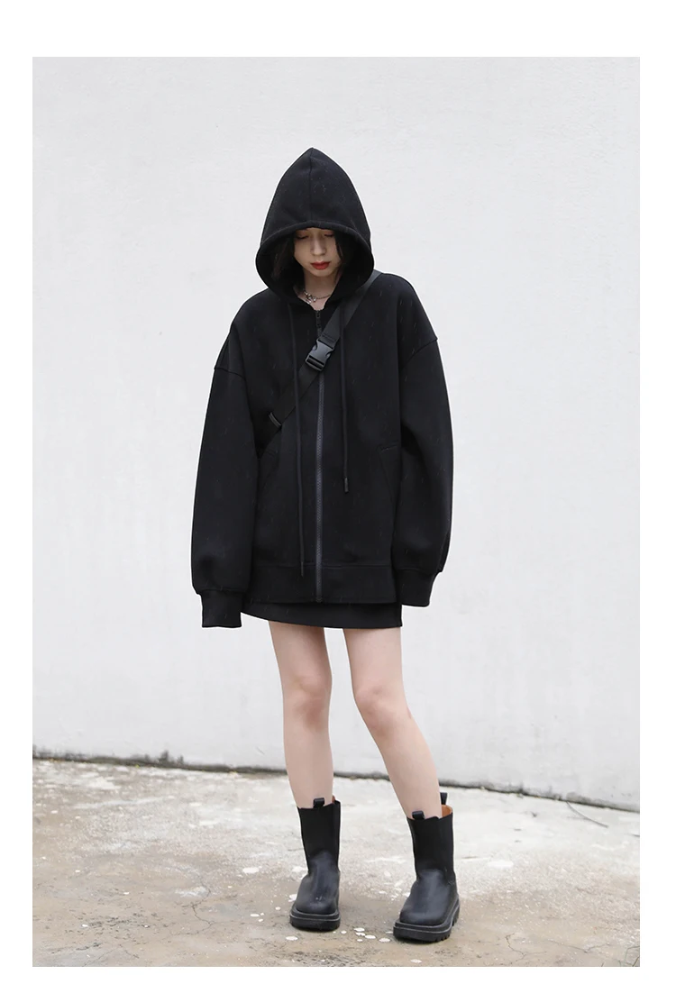 CHIC VEN Women Sweatshirts Hoodies Solid Loose Casual Hooded Female Tops Lady Coat Medium Length Overcoat Spring Autumn 2025