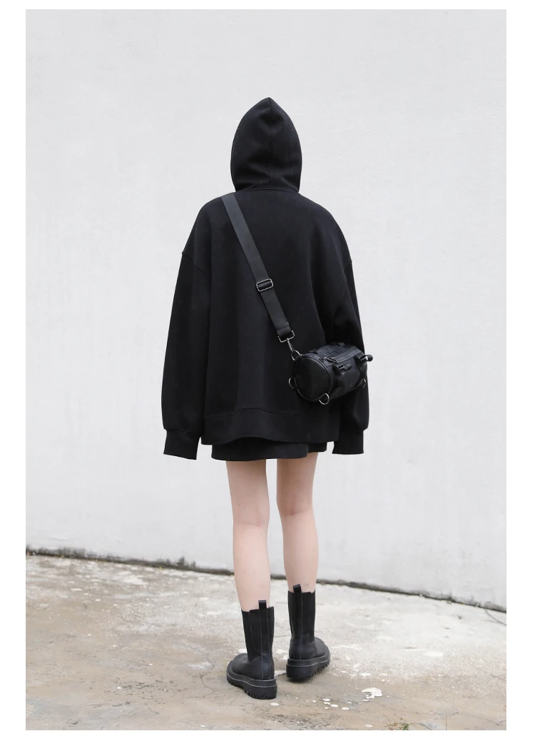 CHIC VEN Women Sweatshirts Hoodies Solid Loose Casual Hooded Female Tops Lady Coat Medium Length Overcoat Spring Autumn 2025