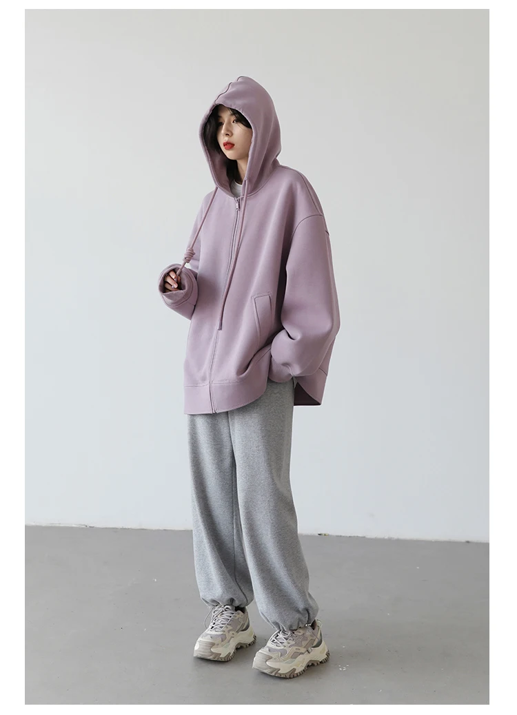 CHIC VEN Women Sweatshirts Hoodies Solid Loose Casual Hooded Female Tops Lady Coat Medium Length Overcoat Spring Autumn 2025