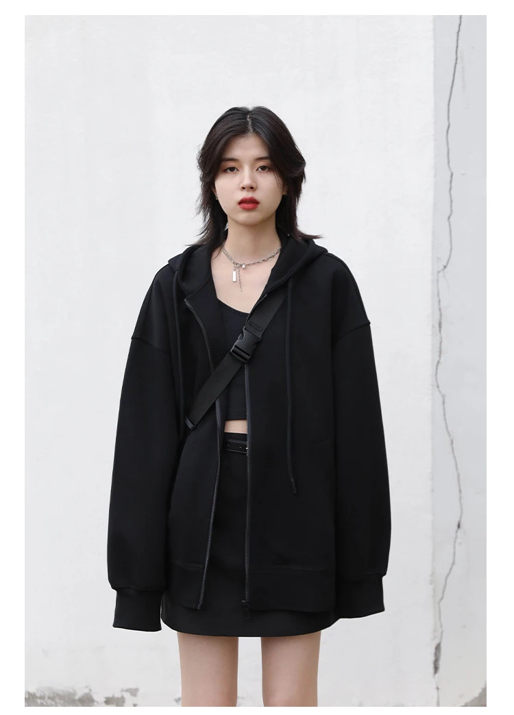 CHIC VEN Women Sweatshirts Hoodies Solid Loose Casual Hooded Female Tops Lady Coat Medium Length Overcoat Spring Autumn 2025