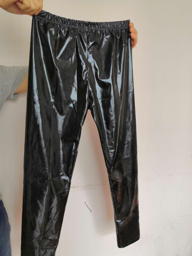High Quality New Fashion Men Elastic Waist Leather Pants Black PU Leather Leggings Wetlook Tights Sexy Bar Performance S-4XL