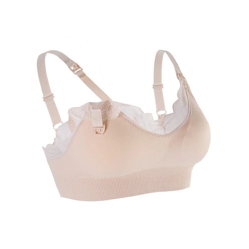 Wireless Front Open Nursing Bra Soft Lace Breathable Seamless Maternity Breastfeeding Bras Maternal Support For Pregnant Women