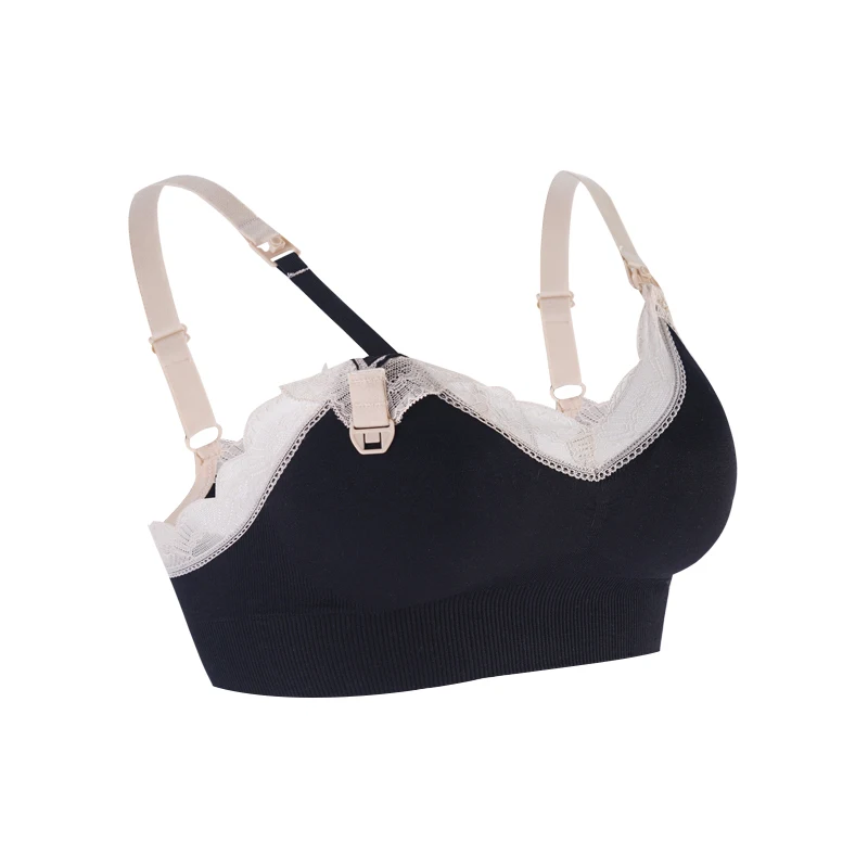 Wireless Front Open Nursing Bra Soft Lace Breathable Seamless Maternity Breastfeeding Bras Maternal Support For Pregnant Women