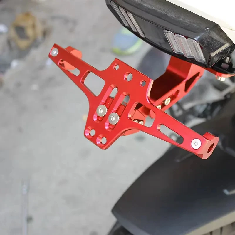 Motorcycle Universal Adjustable License Number Plate Bracket Rear Turn Signal LED Lamp Holder CNC Registration Plate Holder