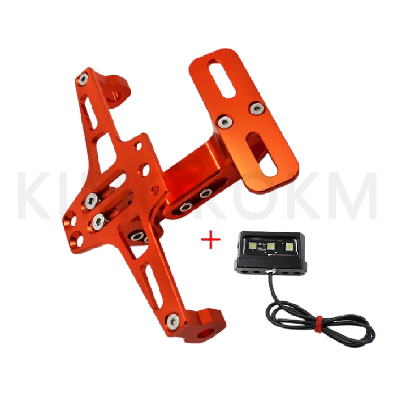 Motorcycle Universal Adjustable License Number Plate Bracket Rear Turn Signal LED Lamp Holder CNC Registration Plate Holder