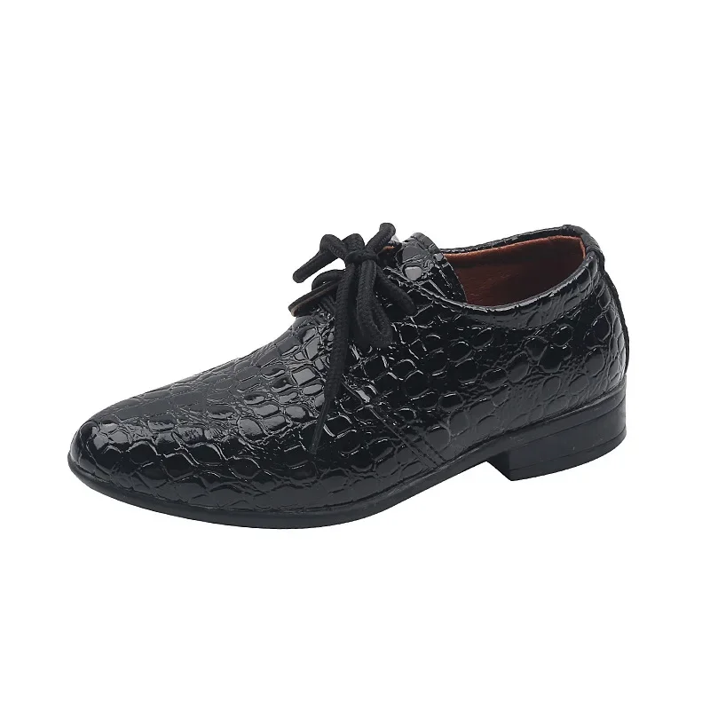 Children's Leather Shoes Pointed Toe Fashion Boys Performance Low-heels Shoes Versatile School Causal Kids Party Shoes Lace-up