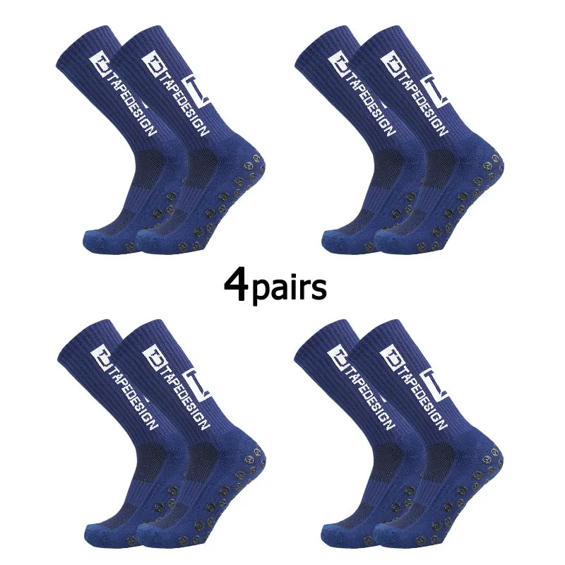 4Pairs/Lot 2024 New ANTI SLIP Tapedesign Football Socks Mid Calf Non-Slip Soccer Sport Cycling Sports Mens Sock EU38-45