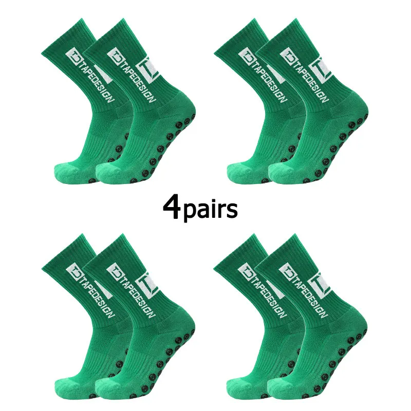 4Pairs/Lot 2024 New ANTI SLIP Tapedesign Football Socks Mid Calf Non-Slip Soccer Sport Cycling Sports Mens Sock EU38-45