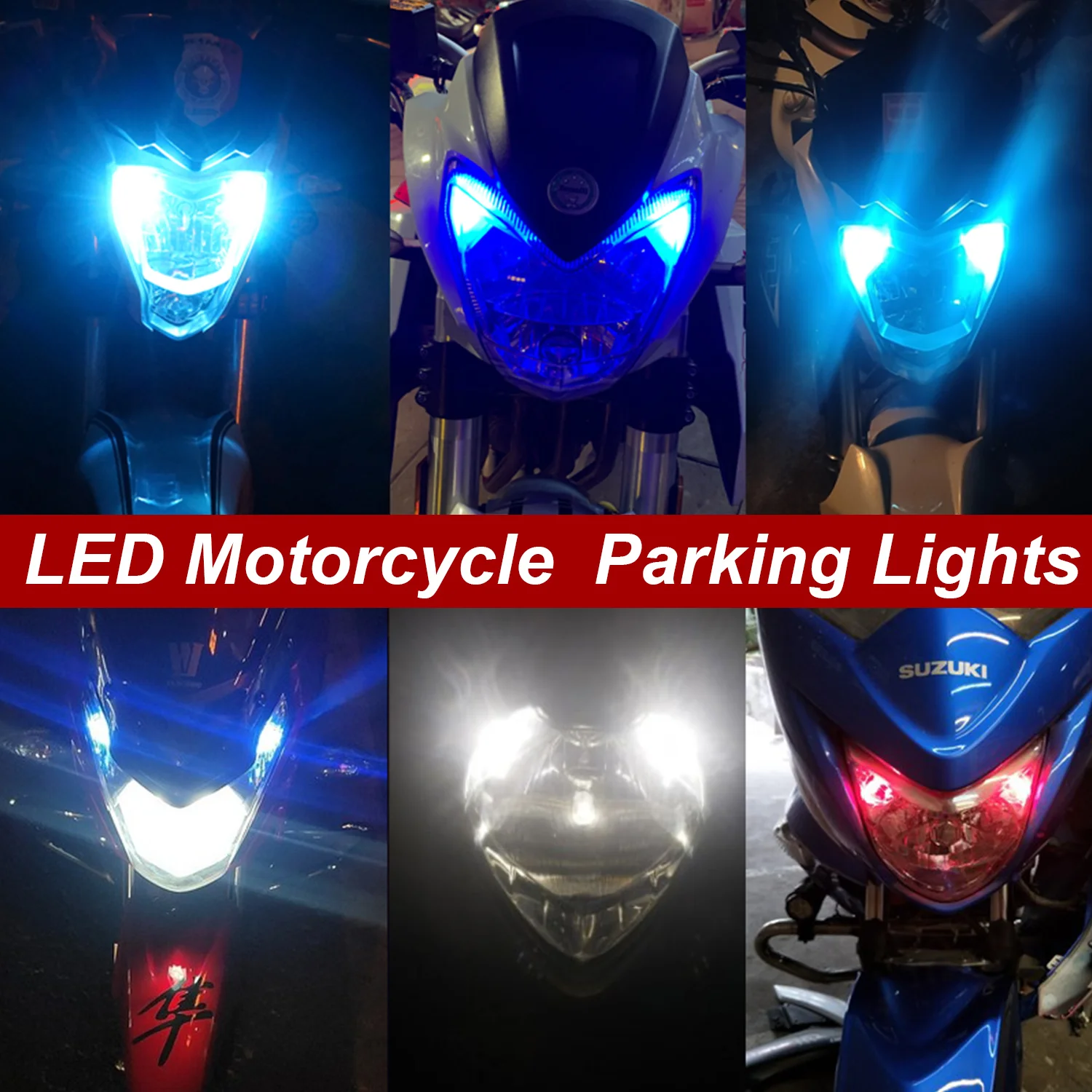 2PCS W5W CANbus White LED Motorcycle Position Parking Light FOR Kawasaki Z250 Z400 Z650 Z900 RS ER6F T10 194 Pilot Park Lights