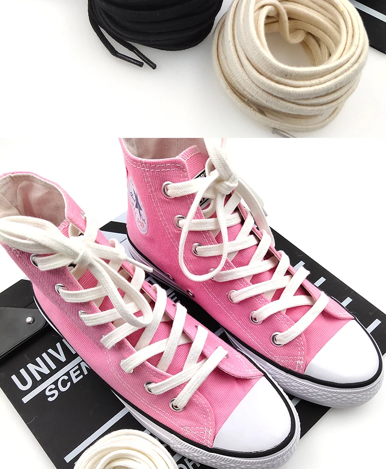 1Pair Shoelaces Classic Retro Double Weave Shoelace Canvas Cotton Flat Shoe Laces Sneaker Strings Bootlaces Sport Boot Shoe Lace