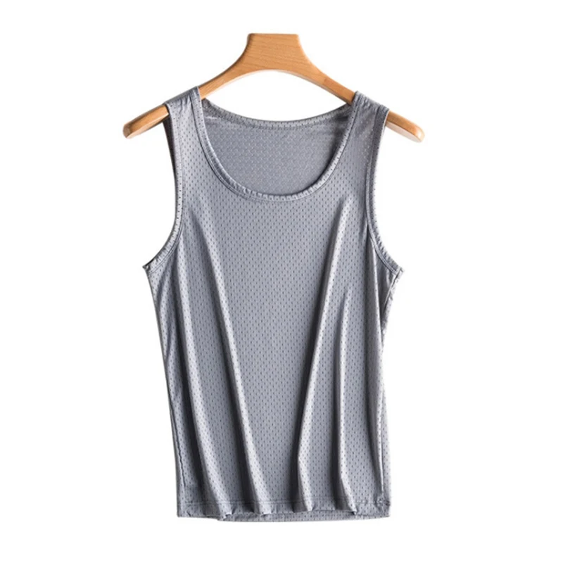 New Mens Mesh Vest Ice Silk Quick-drying Bodybuilding Tank tops Fitness Muscle Sleeveless Narrow Vest Fitness Casual Sport Tops