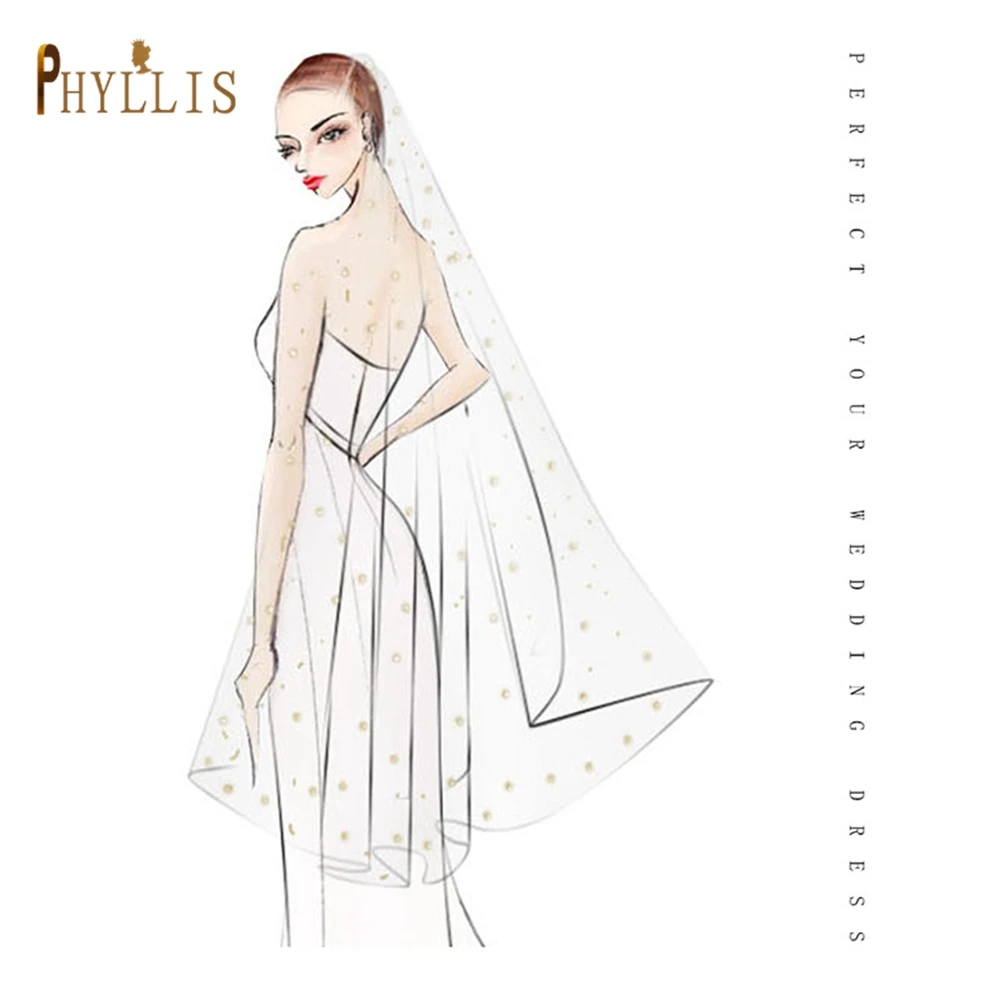 B62 Short Bridal Veil with Comb Luxury Pencil Edge Wedding Veil 2022 Turkish Veil Glitter Veil White Champagne Bride Veil