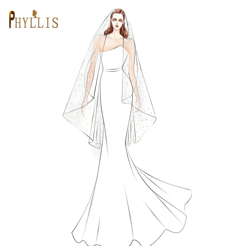 B62 Short Bridal Veil with Comb Luxury Pencil Edge Wedding Veil 2022 Turkish Veil Glitter Veil White Champagne Bride Veil