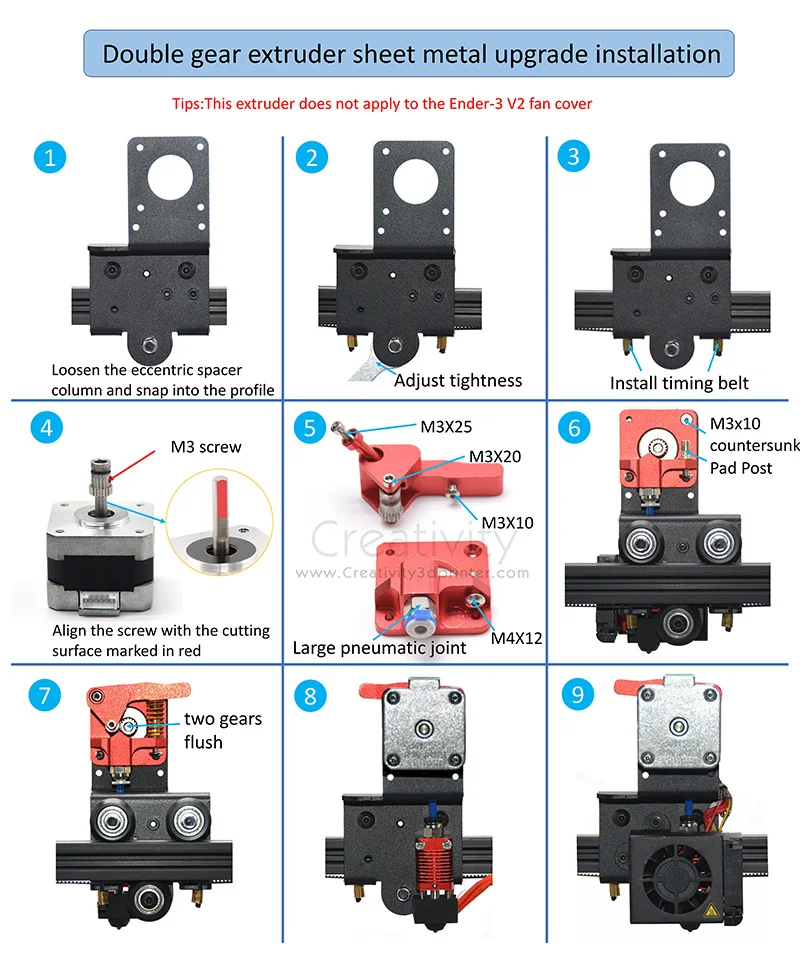 Upgrade Direct Drive Dual Gear Extruder Support Plate Kit for Ender-3 Ender 3 Pro CR 10,CR 10S Extruder Adapter 3D Printer Parts