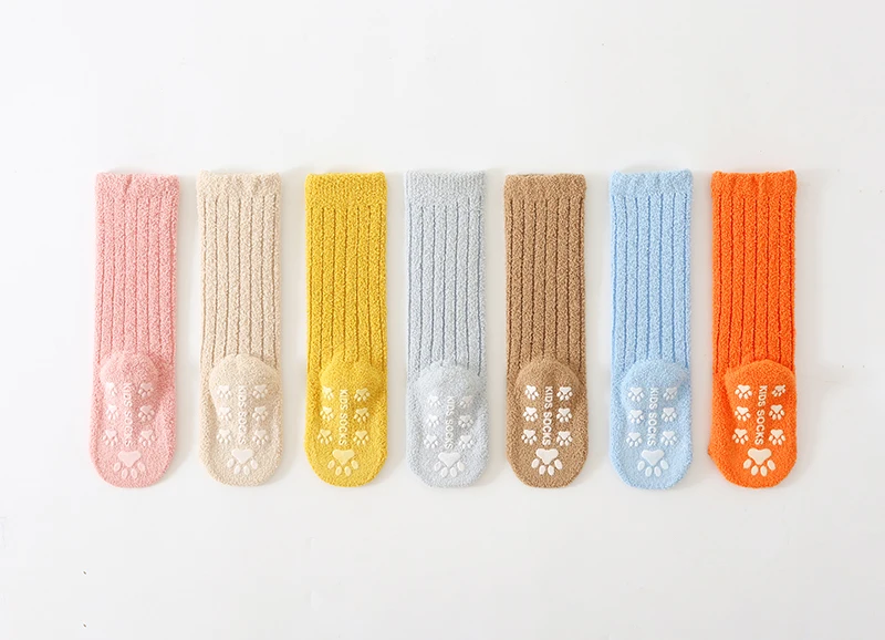Kids Socks Thick Cold Winter Socks Super Warm Baby Snow Socks Christmas Gifts Coral Fleece Silicone Non-slip Floor Socks