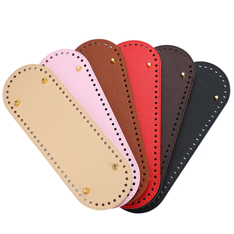 29.5*10cm Handmade Oval Bottom For Knitted Bag PU Leather Wear-Resistant Accessories Bottom With Holes Diy Crochet Bag Bottom