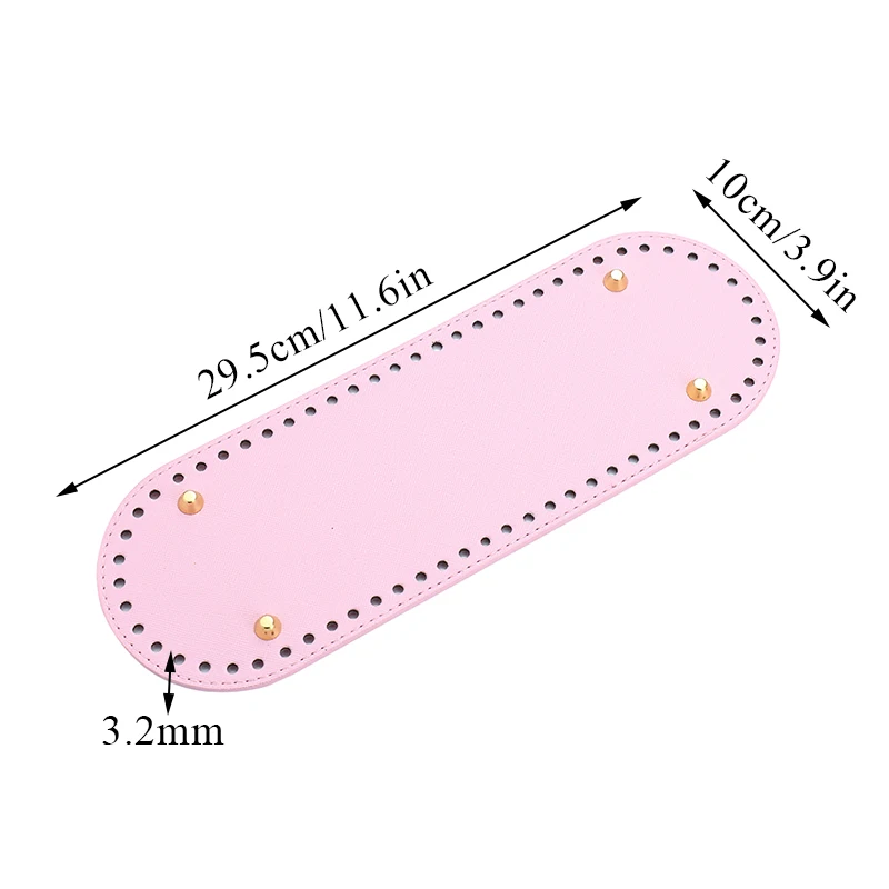 29.5*10cm Handmade Oval Bottom For Knitted Bag PU Leather Wear-Resistant Accessories Bottom With Holes Diy Crochet Bag Bottom