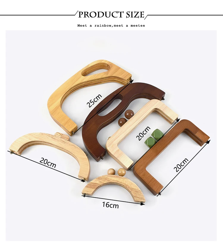 1Pc Deepeel 14-28cm Wooden Bag Handle Bags Closure Kiss Clasp Purse Frames Lock Buckles Handles DIY Sewing Brackets Accessories