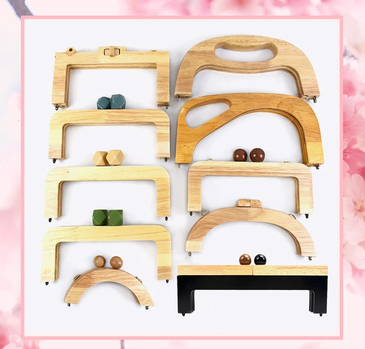 1Pc Deepeel 14-28cm Wooden Bag Handle Bags Closure Kiss Clasp Purse Frames Lock Buckles Handles DIY Sewing Brackets Accessories